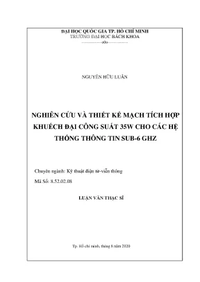 Luận văn thạc sĩ kỹ thuật điện tử viễn thông nghiên cứu và thiết kế mạch tích hợp khuếch đại công suất 35w cho các hệ thống