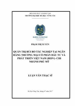 Luận văn thạc sĩ quản tri rüi ro tác nghiệp tại ngân hàng tmcp bidv chi nhánh phú my