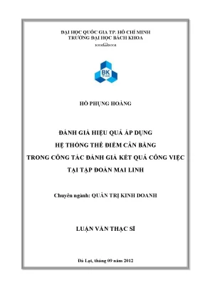 Luận văn thạc sĩ quản trị kinh doanh đánh giá hiệu quả áp dụng hệ thống thẻ điểm cân bằng trong công tác đánh giá kết quả công việc tại tập đoàn mai linh