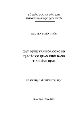 Luận văn thạc sĩ chính trị học xây dựng văn hóa công sở tại các cơ quan khối đảng tỉnh bình định