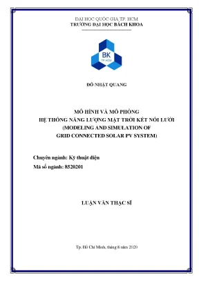 Luận văn thạc sĩ kỹ thuật điện mô hình và mô phỏng hệ thống năng lượng mặt trời kết nối lưới