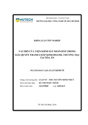 Luận văn vai trò của viện kiểm sát nhân dân trong giải quyết tranh chấp kinh doanh thương mại tại tòa án