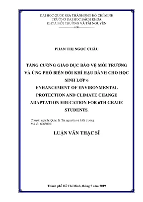 Luận văn thạc sĩ quản lý tài nguyên và môi trường tăng cường giáo dục bảo vệ môi trường và ứng phó biến đổi khí hậu dành cho học sinh lớp 6