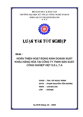 Luận văn tốt nghiệp hoàn thiện hoạt động kinh doanh xuất khẩu hàng hóa tại công ty tnhh sản xuất công nghiệp viet delta