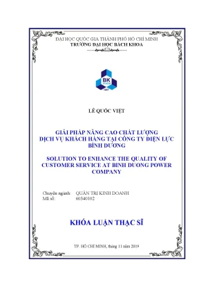 Luận văn thạc sĩ quản trị kinh doanh giải pháp nâng cao chất lượng dịch vụ khách hàng tại công ty điện lực bình dương