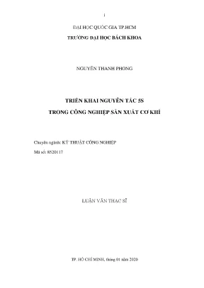 Luận văn thạc sĩ kỹ thuật công nghiệp triển khai nguyên tắc 5s trong công nghiệp sản xuất cơ khí