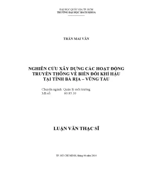 Luận văn thạc sĩ quản lý môi trường nghiên cứu xây dựng các hoạt động truyền thông về biến đổi khí hậu tại tỉnh bà rịa vũng tàu