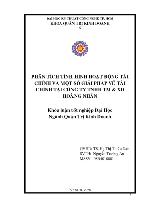 Luận văn phân tích tình hình hoạt động và một số giải pháp về tài chính tại công ty tnhh tmxd hoàng nhân