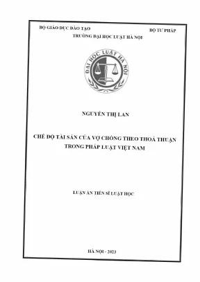 Luận văn chế độ tài sản của vợ chồng theo thoả thuận trong pháp luật việt nam