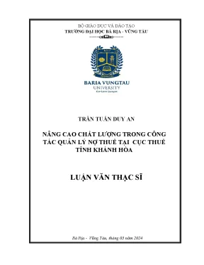 Luận văn thạc sĩ nâng cao chất lượng công tác quản lý nợ tại cục thuế khánh hòa