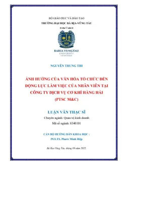 Luận văn thạc sĩ ảnh hửng của văn hóa tổ chức đến động lực làm việc của nhân viên tại công ty dịch vụ cơ khí hàng hải ptsc mc