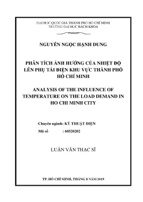 Luận văn thạc sĩ kỹ thuật điện phân tích ảnh hưởng của nhiệt độ lên phụ tải điện khu vực thành phố hồ chí minh