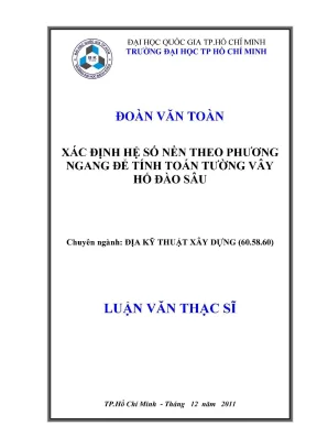 Luận văn thạc sĩ địa kỹ thuật xây dựng xác định hệ số nền theo phương ngang để tính toán tường vây hố đào sâu