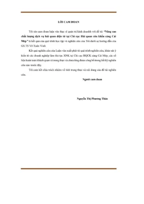 Luận văn thạc sĩ nâng cao chất lượng dịch vụ hải quan điện tử tại chi cục hải quan cửa khẩu cái mép