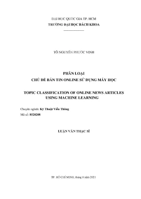 Luận văn thạc sĩ kỹ thuật viễn thông phân loại chủ đề bản tin online sử dụng máy học