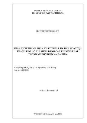 Luận văn thạc sĩ quản lý tài nguyên và môi trường phân tích thành phần chất thải rắn sinh hoạt tại thành phố hồ chí minh bằng các phương pháp thống kê đơn biến và đa biến