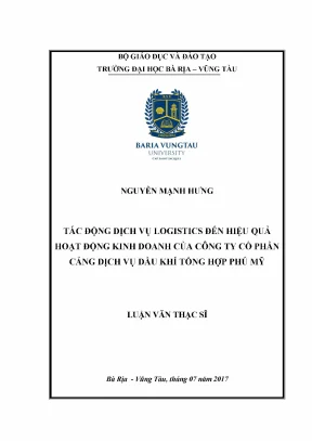 Luận văn thạc sĩ tác động dịch vụ logistics đến hiệu quả hoạt động kinh doanh của công ty cổ phần cảng dịch vụ dầu khí tổng hợp phú mỹ