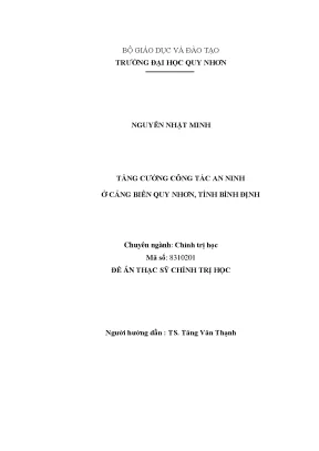 Luận văn thạc sĩ chính trị học tăng cường công tác an ninh ở cảng biển quy nhơn tỉnh bình định