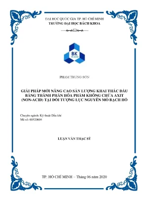 Luận văn thạc sĩ kỹ thuật dầu khí giải pháp mới nâng cao sản lượng khai thác dầu bằng thành phần hóa phẩm không chứa axit nonacid tại đối tượng lục nguyên mỏ bạch hổ