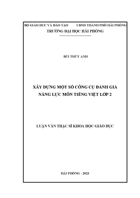 Luận văn thạc sĩ giáo dục học xây dựng một số công cụ đánh giá năng lực môn tiếng việt lớp 2