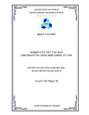 Luận văn thạc sĩ công nghệ hóa học nghiên cứu xúc tác rắn cho phản ứng tổng hợp amine từ cồn