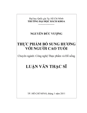 Luận văn thạc sĩ công nghệ thực phẩm thực phẩm bổ sung hương với người cao tuổi