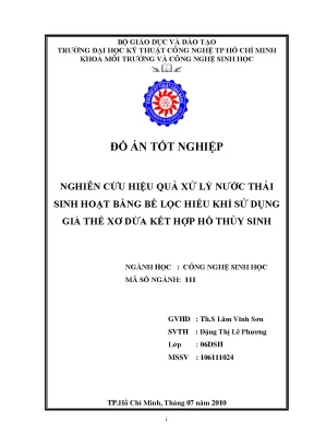 Luận văn nghiên cứu hiệu quả xử lý nước thải sinh hoạt bằng bể lọc hiếu khí sử dụng giá thể sơ dừa kết hợp hồ thủy sinh