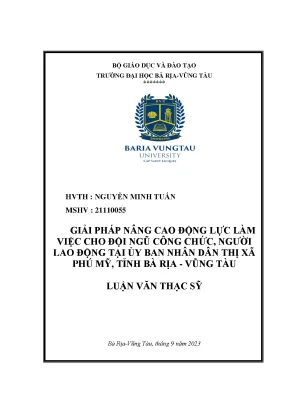 Luận văn thạc sĩ giải pháp nâng cao động lực làm việc cho đội ngũ công chức người lao động tại ủy ban nhân dân thị xã phú mỹ tỉnh bà rịa vũng tàu