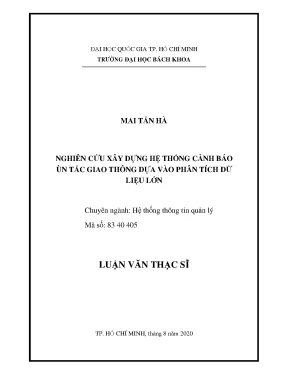 Luận văn thạc sĩ hệ thống thông tin quản lý nghiên cứu xây dựng hệ thống cảnh báo ùn tắc giao thông dựa vào phân tích dữ liệu lớn