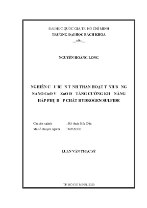 Luận văn thạc sĩ kỹ thuật hóa dầu nghiên cứu biến tính than hoạt tính bằng nano cuo và zno để tăng cường khả năng hấp phù hợp chất hydrogen sullfide