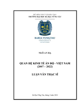 Luận văn thạc sĩ quan hệ kinh tế ấn độ việt nam trong giai đoạn 2007 đến 2022