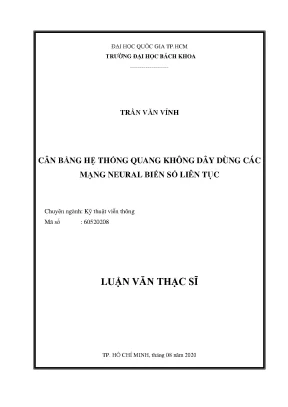 Luận văn thạc sĩ kỹ thuật viễn thông cân bằng hệ thống quang không dây dùng các mạng neural biến số liên tục