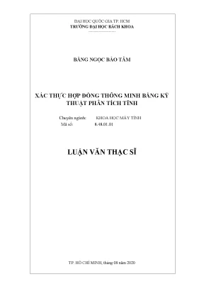 Luận văn thạc sĩ khoa học máy tính xác thực hợp đồng thông minh bằng kỹ thuật phân tích tĩnh