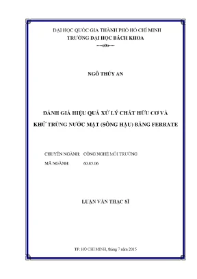 Luận văn thạc sĩ công nghệ môi trường đánh giá hiệu quả xử lý chất hữu cơ và khử trùng nước mặt sông hậu bằng ferrate