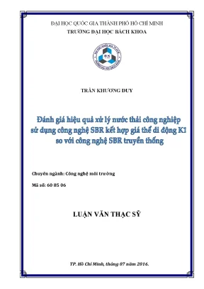 Luận văn thạc sĩ kỹ thuật môi trường đánh giá hiệu quả xử lý nước thải công nghiệp sử dụng công nghệ sbr kết hợp giá thể di động k1 so với công nghệ sbr truyền thống