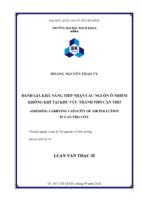 Luận văn thạc sĩ quản lý tài nguyên và môi trường đánh giá khả năng tiếp nhận các nguồn ô nhiễm không khí tại khu vực thành phố cần thơ