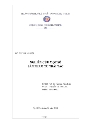 Luận văn nghiên cứu một số sản phẩm từ trái tắc