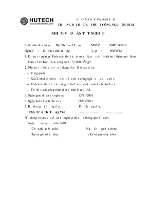 Luận văn tính toán thiết kế trạm xử lý nước thải sinh hoạt cho thành phố kon tum tỉnh kon tum công suất 22000m3 ngày đêm