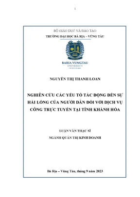 Luận văn thạc sĩ nghiên cứu các yếu tố ảnh hưởng đến sự hài lòng của người dân khi sử dụng dịch vụ công trực tuyến trên địa bàn tỉnh khánh hòa