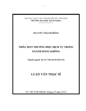 Luận văn thạc sĩ quản trị kinh doanh thỏa mãn thương hiệu dịch vụ trong ngành hàng không