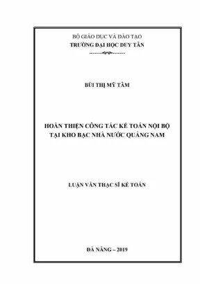 Luận văn thạc sĩ kế toán hoàn thiện công tác kế toán nội bộ tại kho bạc nhà nước quảng nam