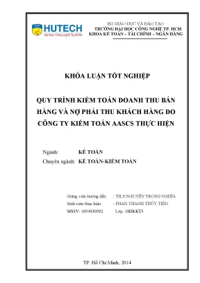 Luận văn quy trình kiểm toán doanh thu bán hàng và nợ phải thu khách hàng do công ty kiểm toán aascs thực hiện
