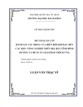 Luận văn thạc sĩ quản lý môi trường đánh giá tác động của biến đổi khí hậu đến các khu công nghiệp trên địa bàn tỉnh bình dương và đề xuất giải pháp thích ứng