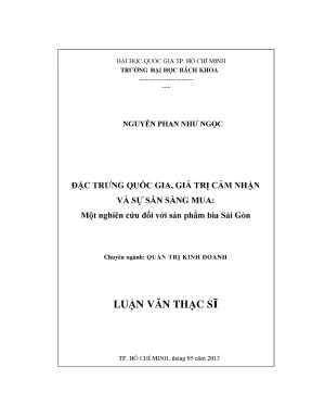 Luận văn thạc sĩ quản trị kinh doanh đặc trưng quốc gia giá trị cảm nhận và sự sẵn sàng mua mua một nghiên cứu đối với sản phẩm bia sài gòn
