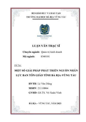 Luận văn thạc sĩ một số giải pháp phát triển nguồn nhân lực ban tôn giáo tỉnh bà rịa vũng tàu