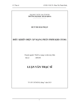 Luận văn thạc sĩ thiết bị mạng và nhà máy điện điều khiển điện áp mạng phân phối khi có dg