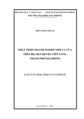 Luận văn thạc sĩ quản lý kinh tế phát triển doanh nghiệp nhỏ và vừa trên địa bàn huyện tiên lãng thành phố hải phòng