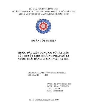 Luận văn bước đầu xây dựng cơ sở tài liệu lý thuyết cho phương pháp xử lý nước thải bằng vi sinh vật kỵ khí