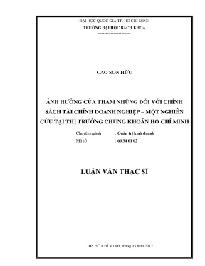 Luận văn thạc sĩ quản trị kinh doanh ảnh hưởng của tham nhũng đối với chính sách tài chính doanh nghiệpmột nghiên cứu tại thị trường chứng khoán hồ chí minh