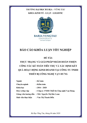 Luận văn tốt nghiệp thực trạng và giải pháp nhằm hoàn thiện công tác kế toán tiêu thụ và xác định kết quả hoạt động kinh doanh tại công ty tnhh thiết bị công nghệ vạn hưng